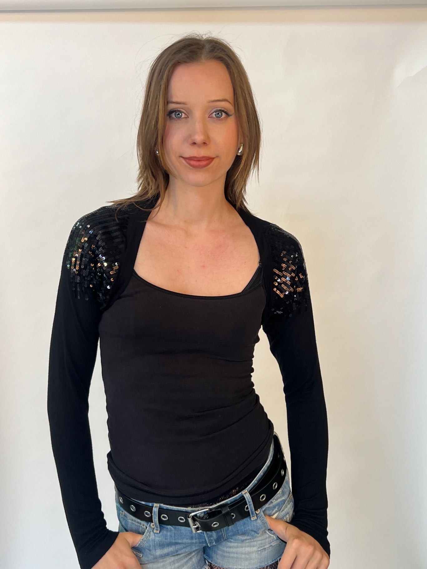 Bolero mit Pailletten M Schwarz