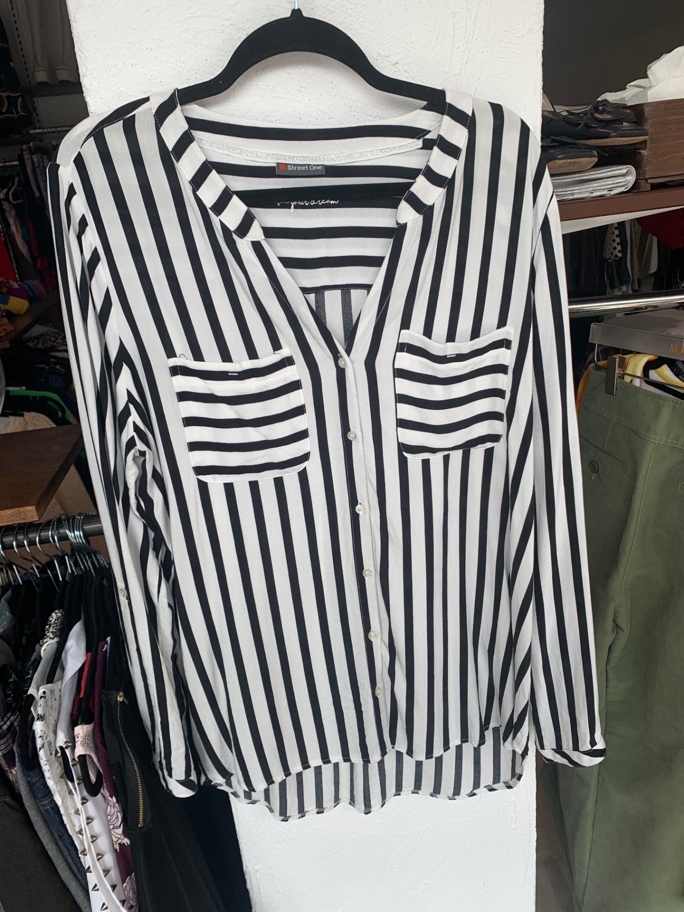 Street One Bluse 42 Schwarz-Weiß