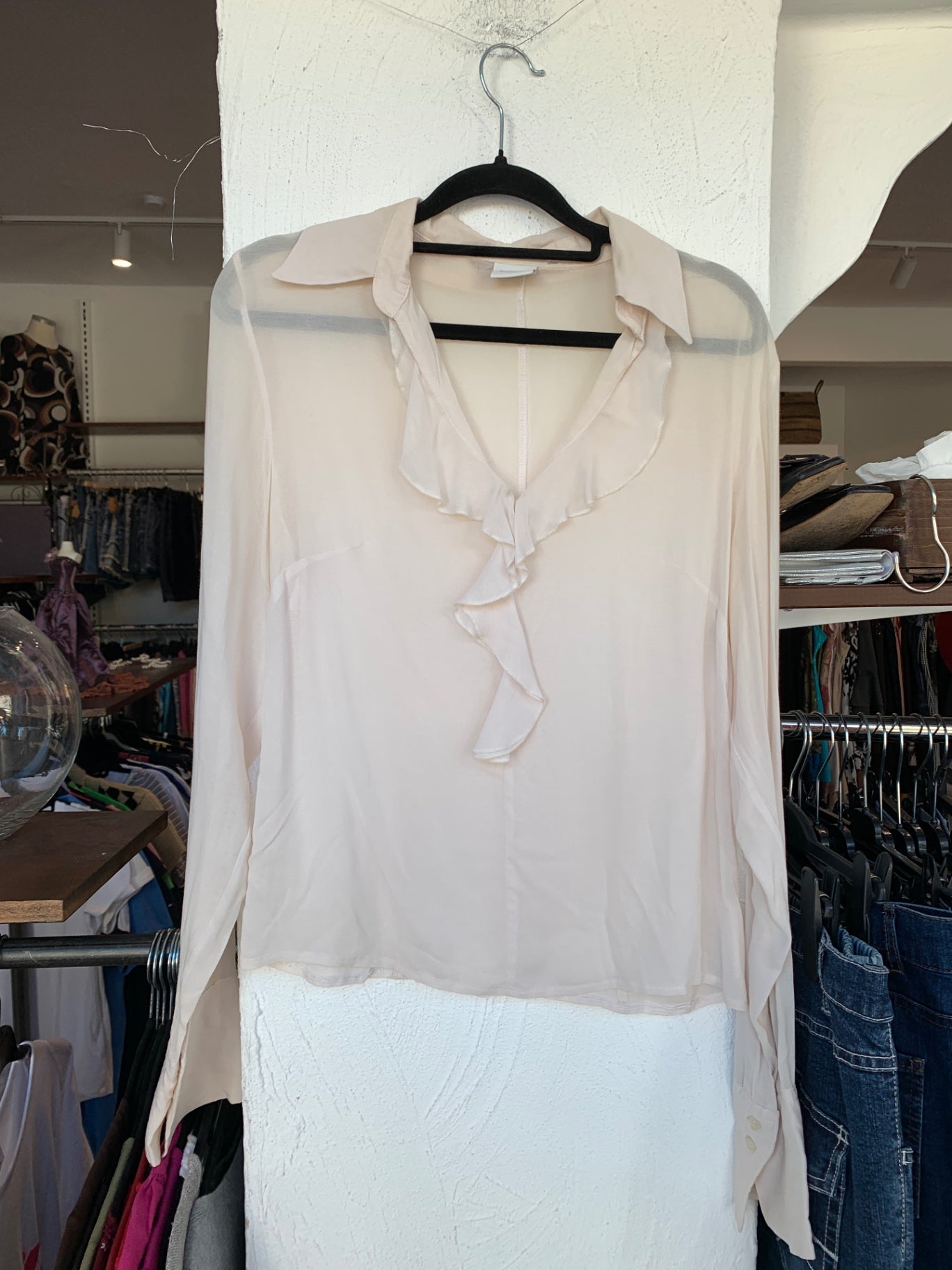 Nice Bluse M Creme-weiß