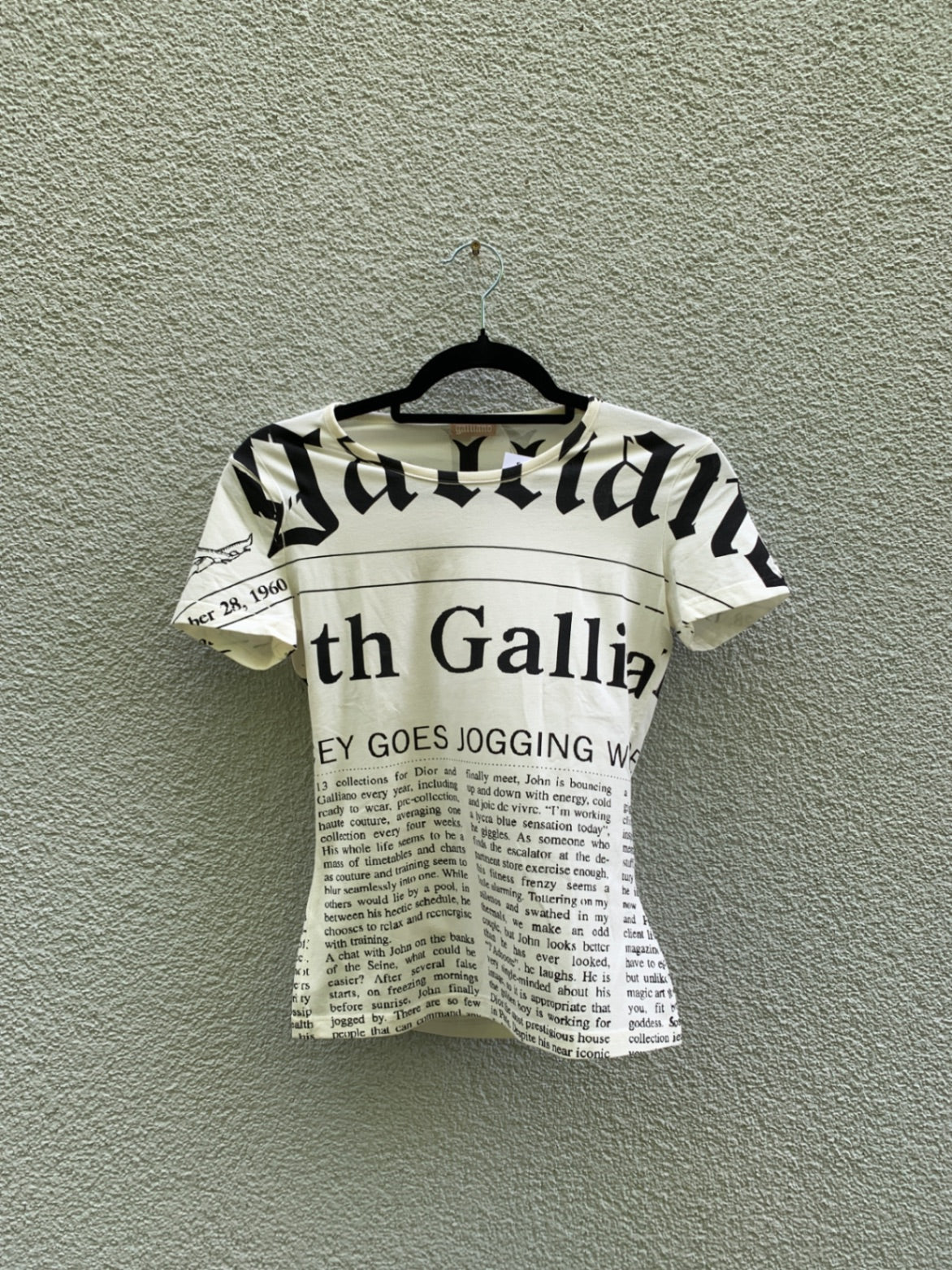 Galliano T-Shirt S Weiß mit Schwarz