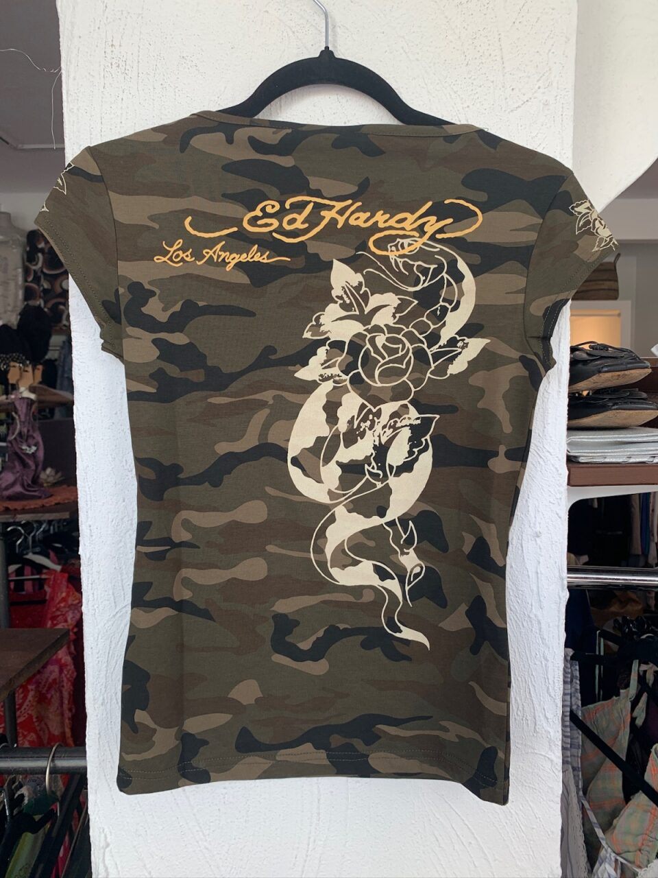 Ed Hardy Top S Grün, Braun, Schwarz