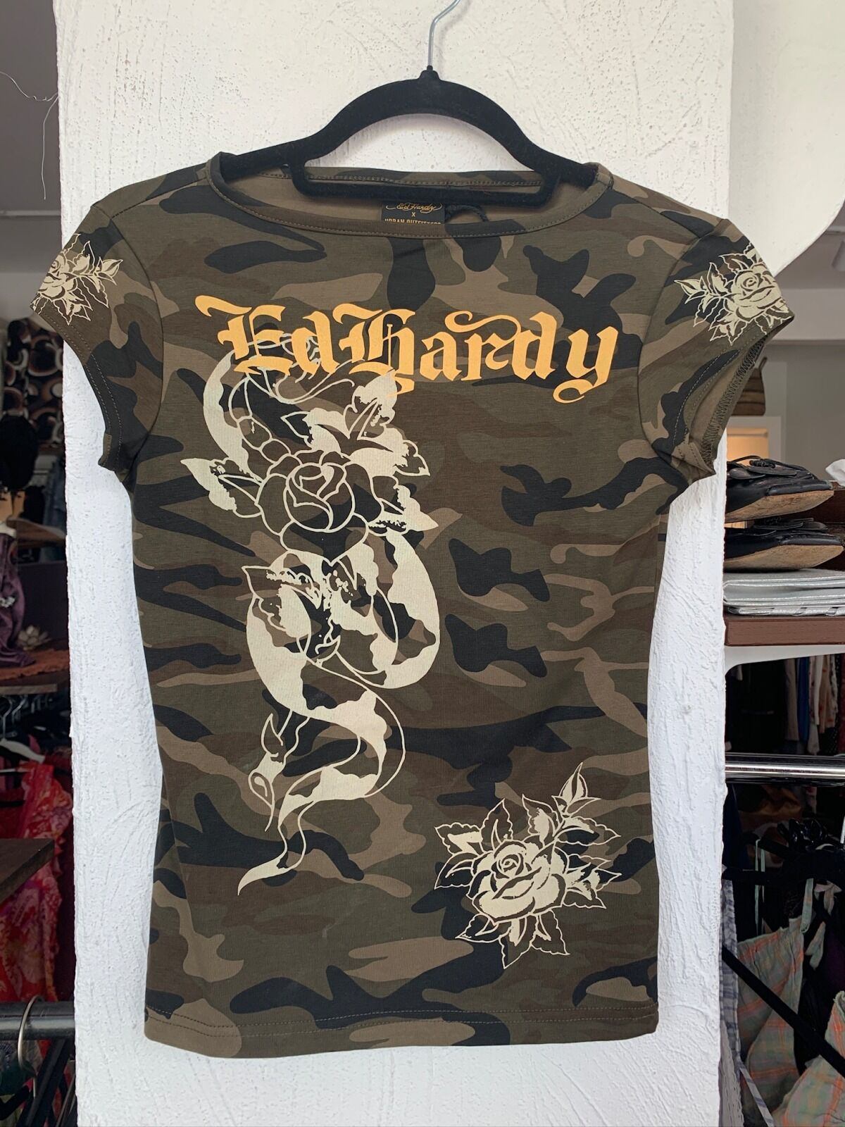 Ed Hardy Top S Grün, Braun, Schwarz