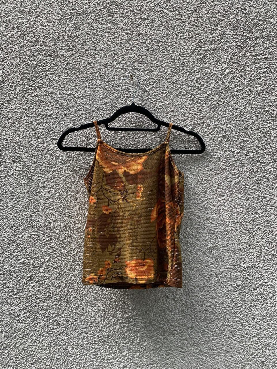 Unbekannt Spagettiträger-Top S Braun mit Blumenmuster