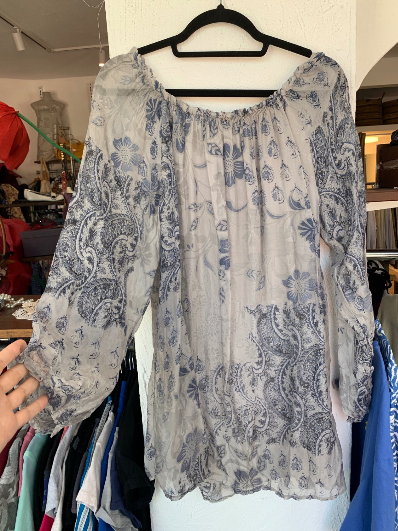 Made in Italy Bluse L Weiß und Blau