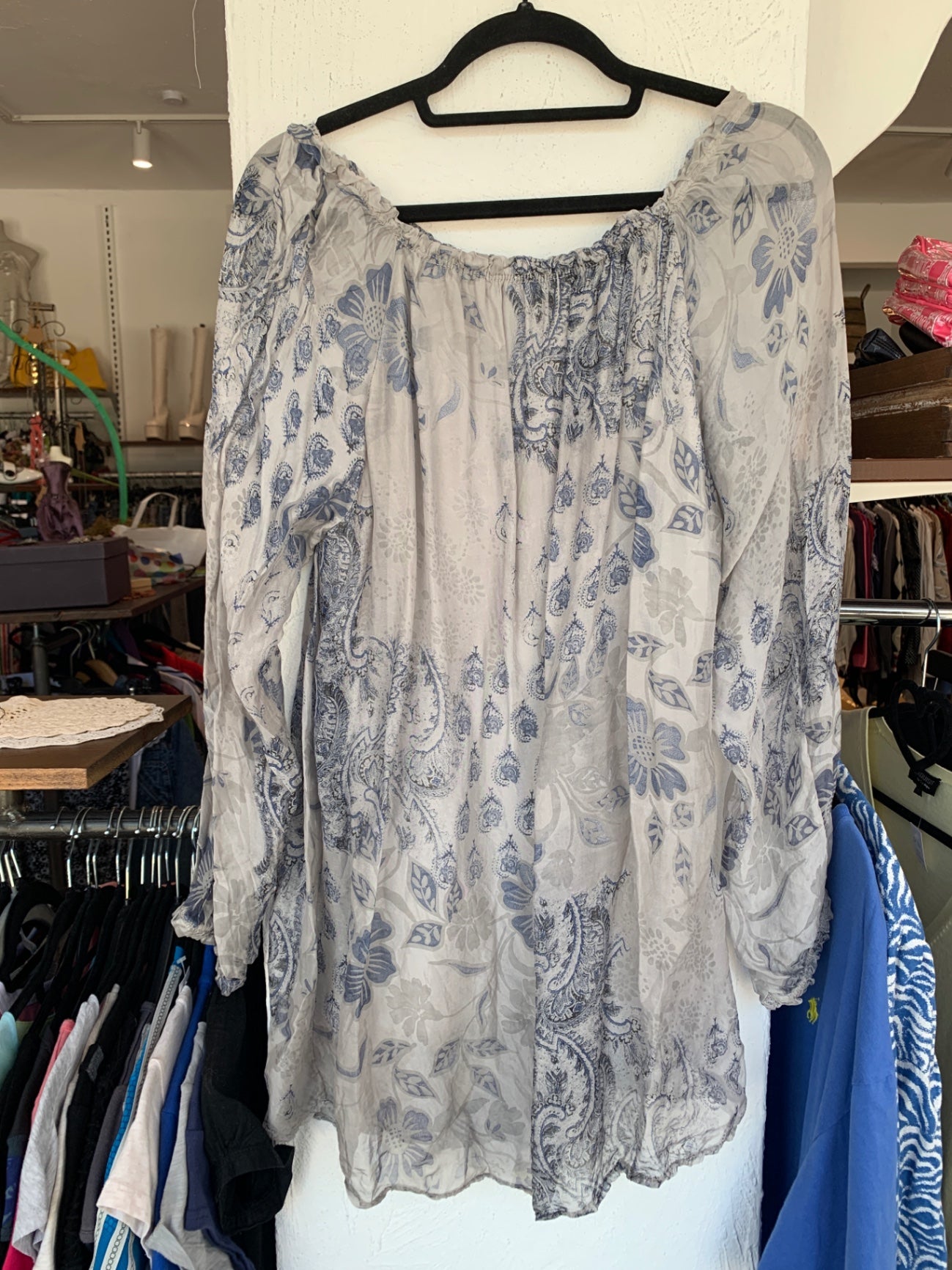 Made in Italy Bluse L Weiß und Blau