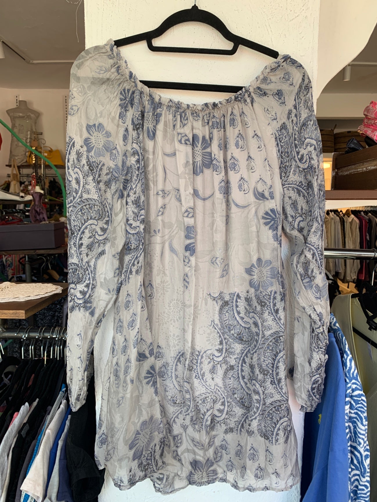 Made in Italy Bluse L Weiß und Blau