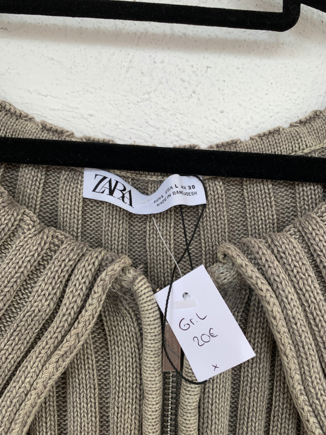 ZARA Strickjacke L Beige Grau