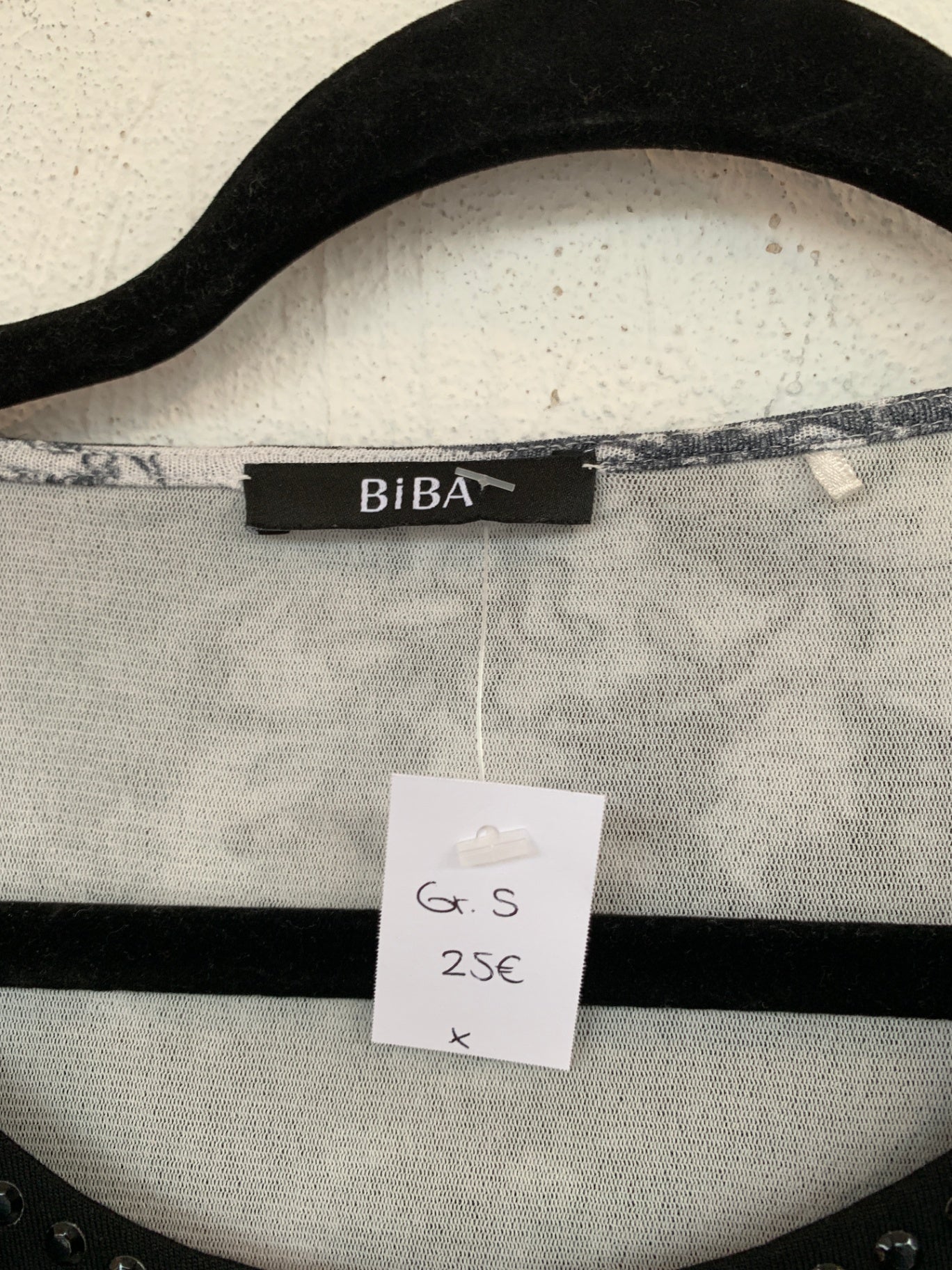 BiBA Bluse S Grau/Schwarz mit Pailetten