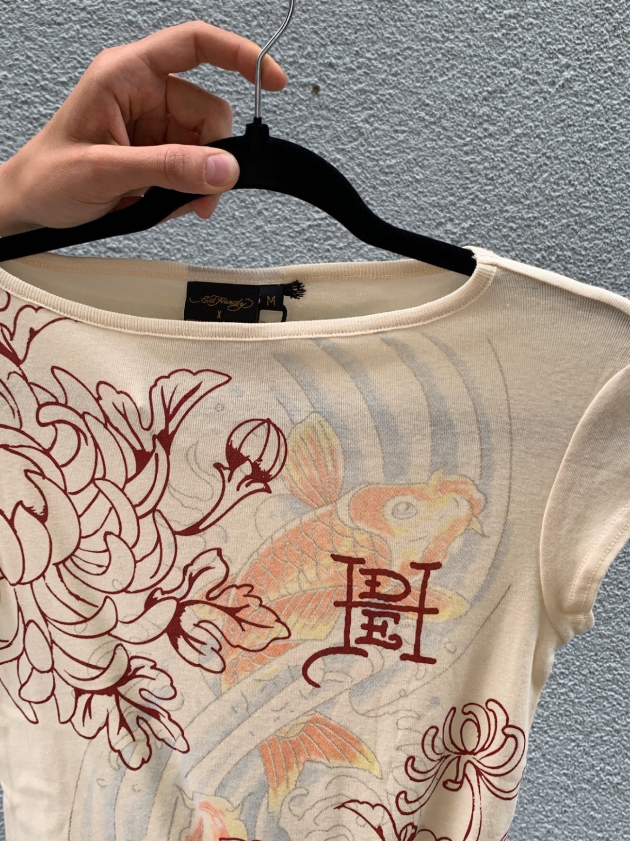 Ed Hardy Shirt M Beige, Burgunderrot, Aprikose