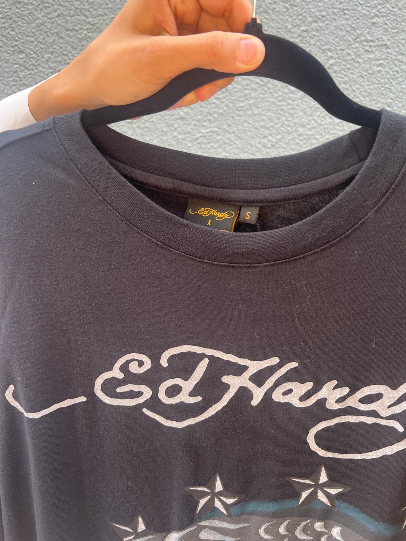Ed Hardy x Urban Outfitters Oberteil S Schwarz und Creme