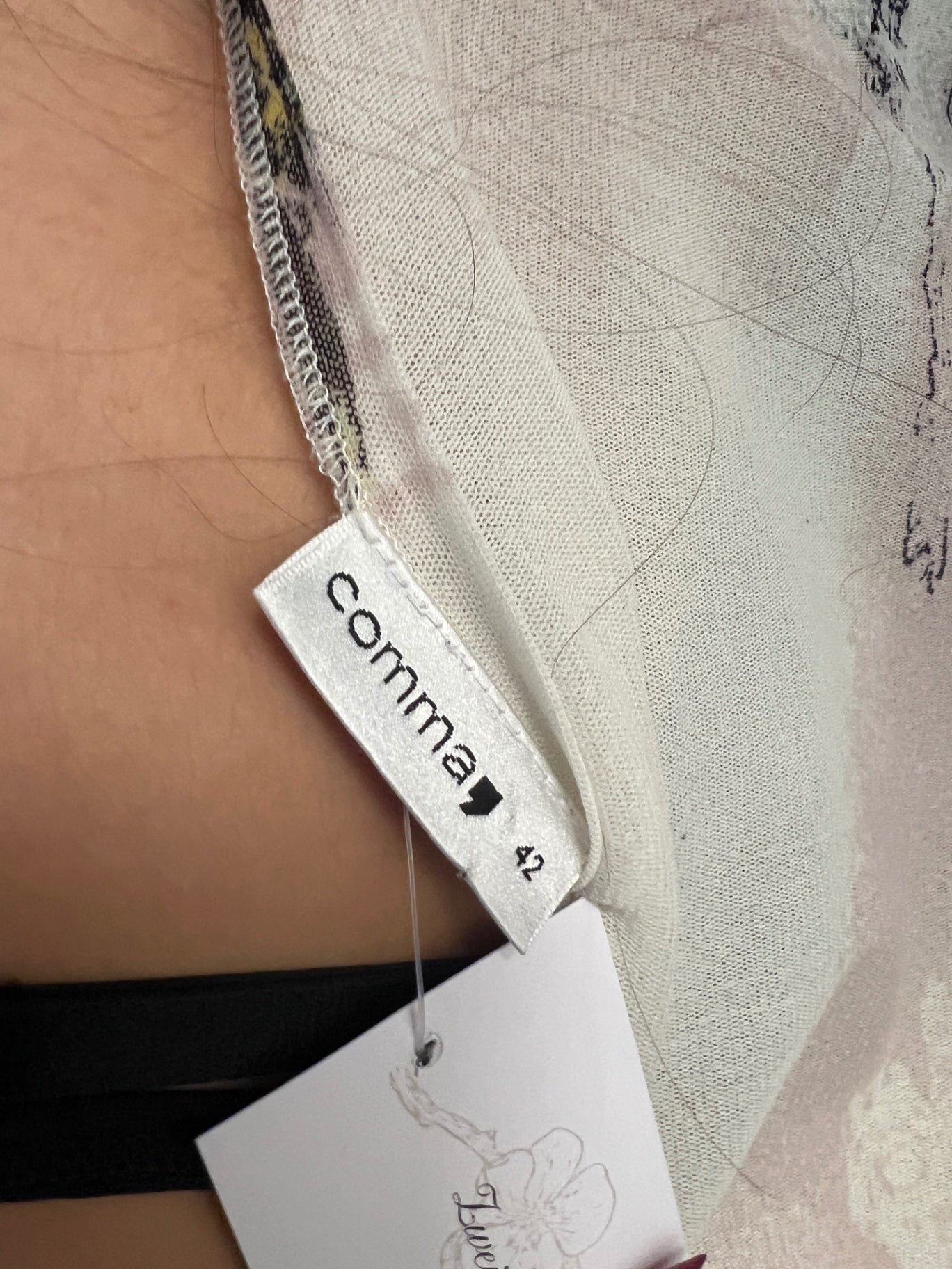 comma Oberteil 42 Mehrfarbig mit Schwarz, Pink, Gelb und Weiß