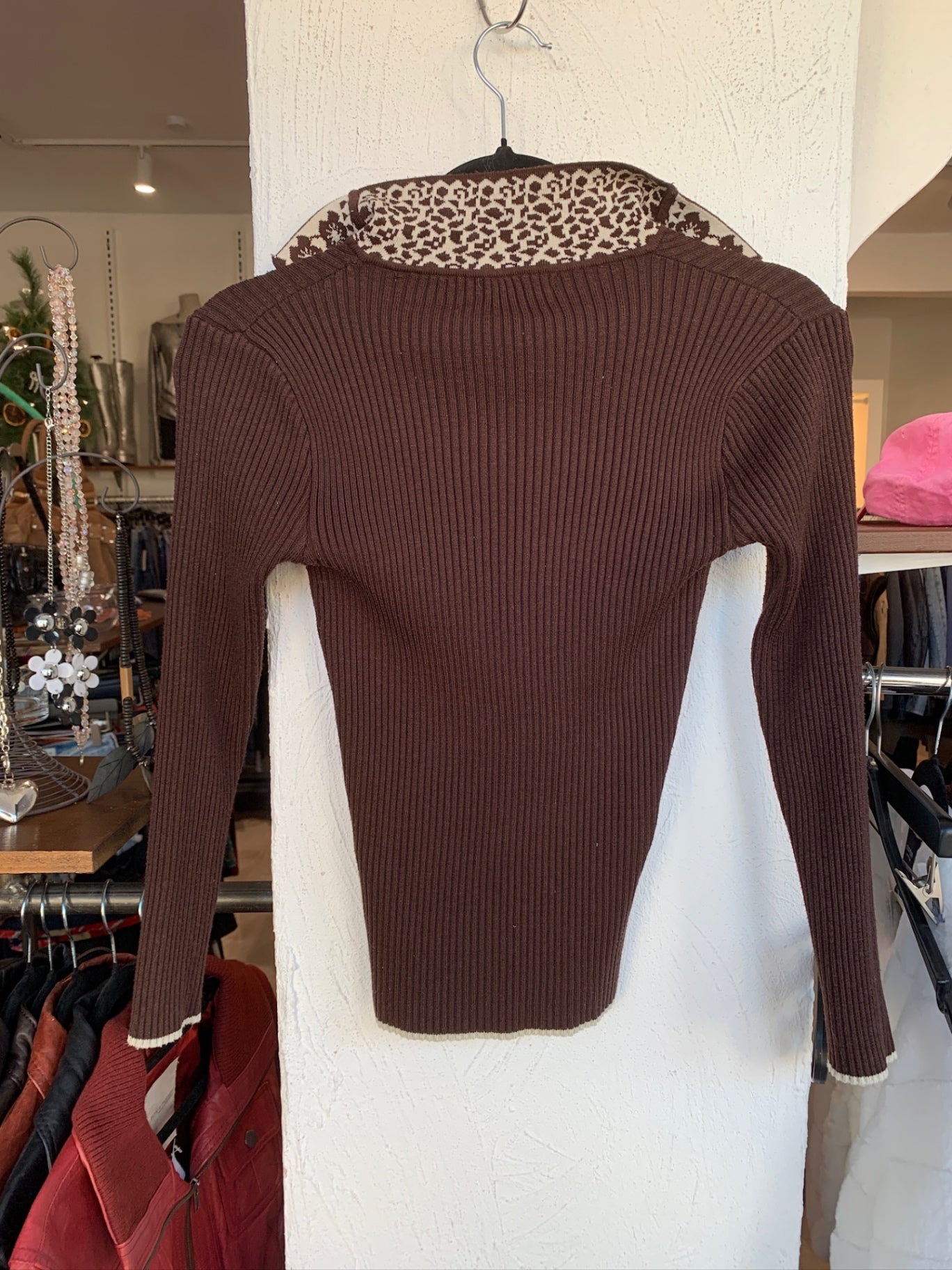 Classic Cardigan XS Braun und Beige