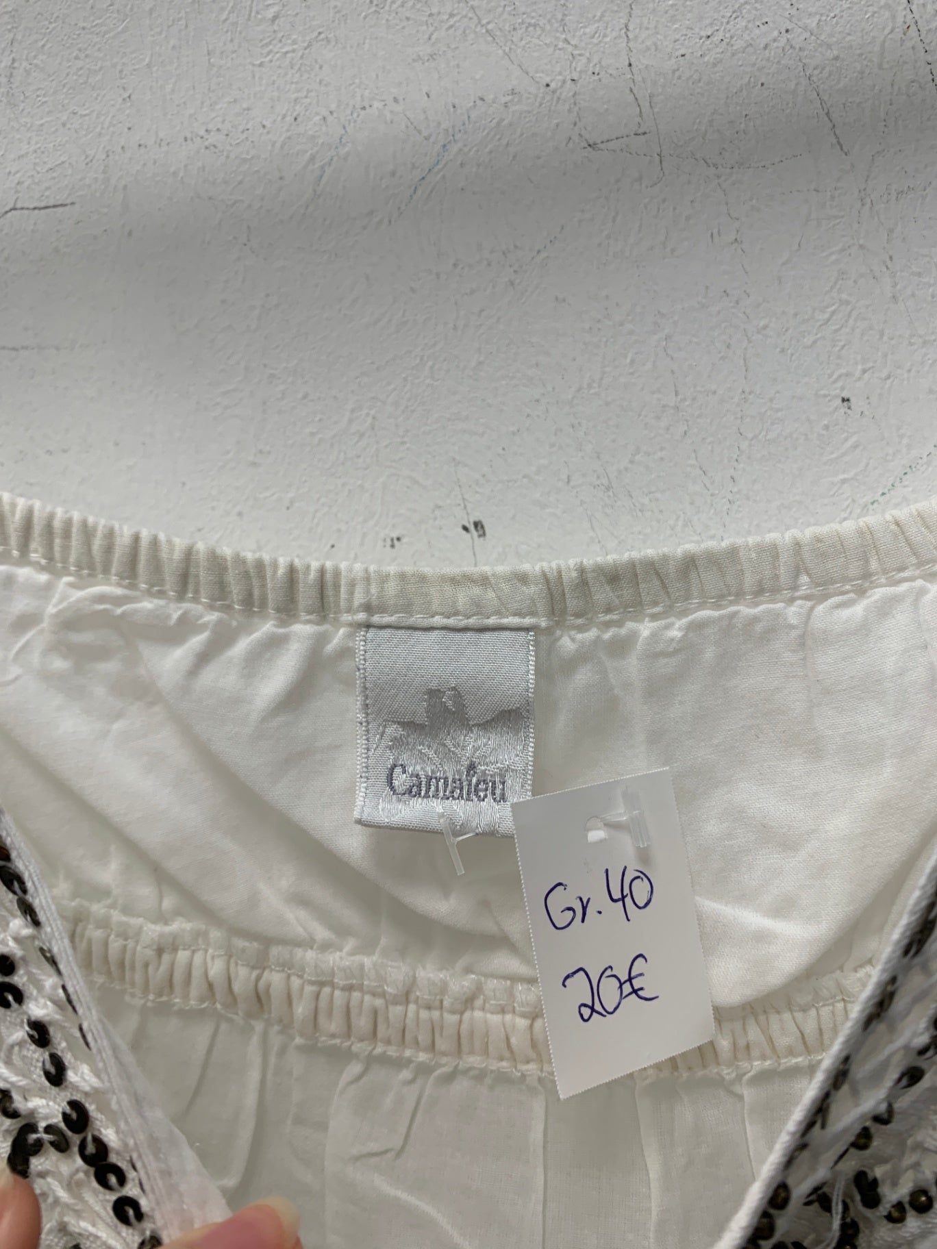 Camaieu Top 40 Weiß mit Perlen