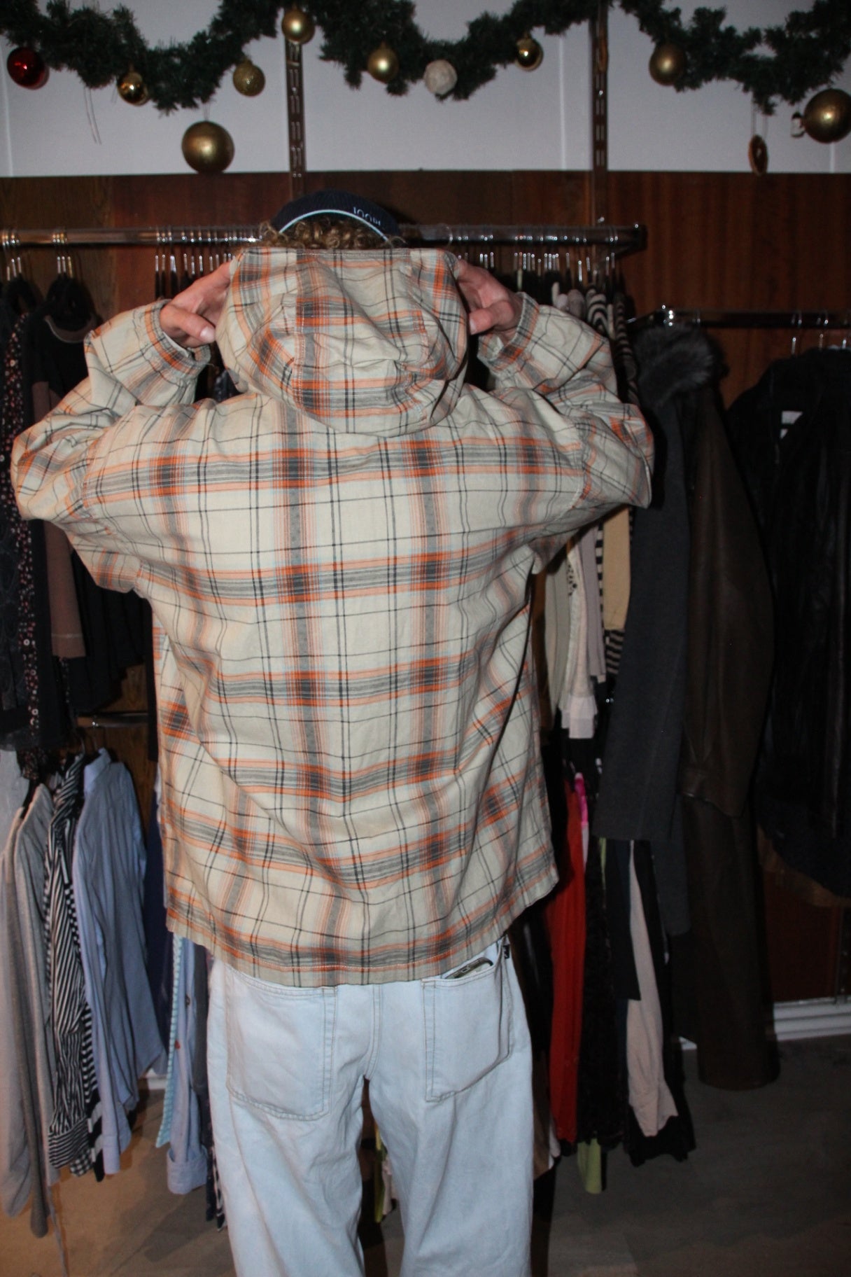 JEP´s Jacke XL Beige mit orange- und grauen Karomuster