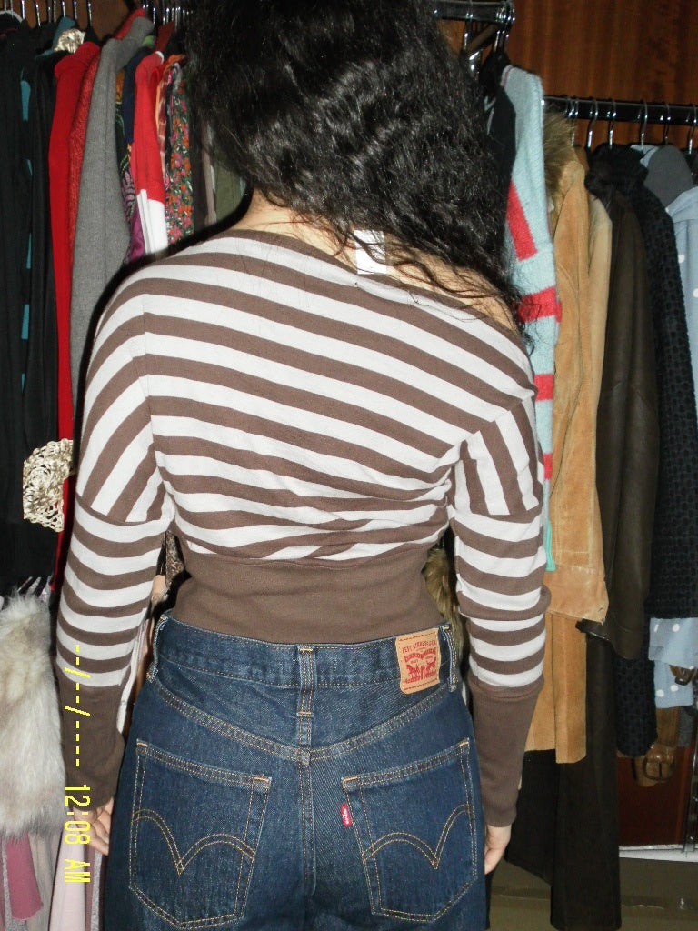 Oberteil S Braun und Beige gestreift