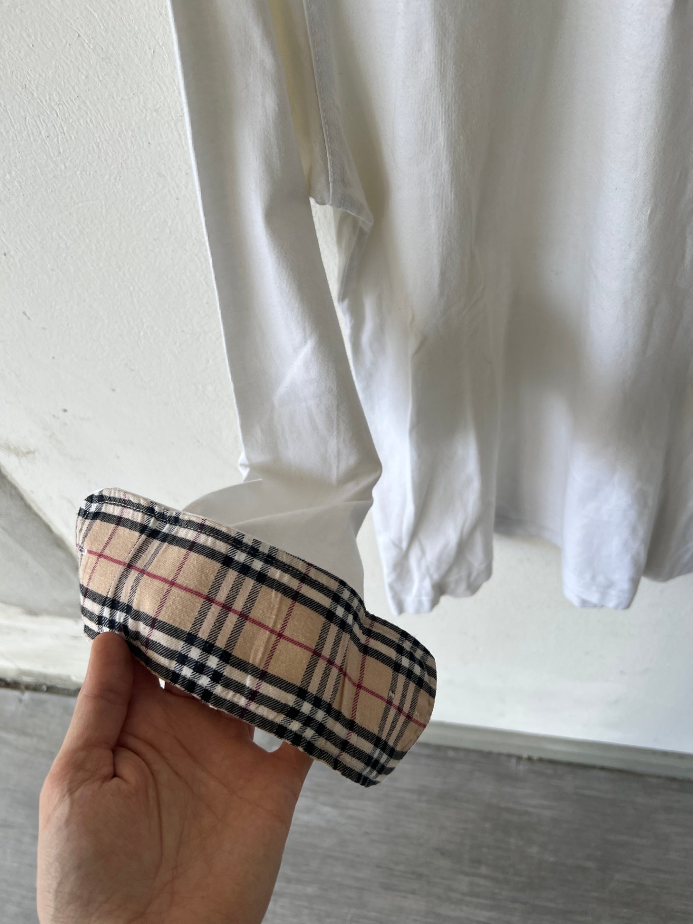 Burberry Langarmhemd XL Weiß mit Burberry-Karo