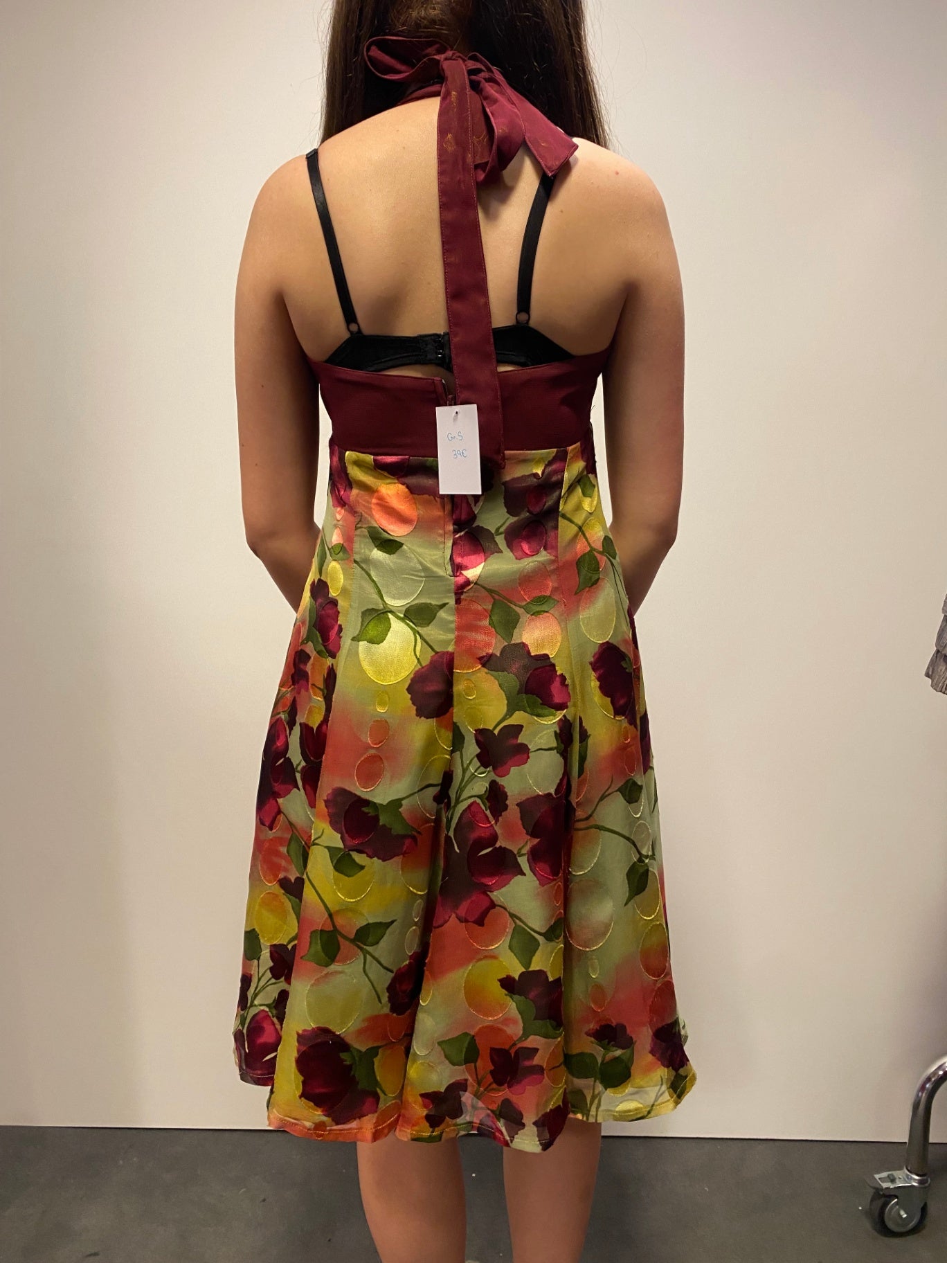 Kleid Neckholder S Rot, grün