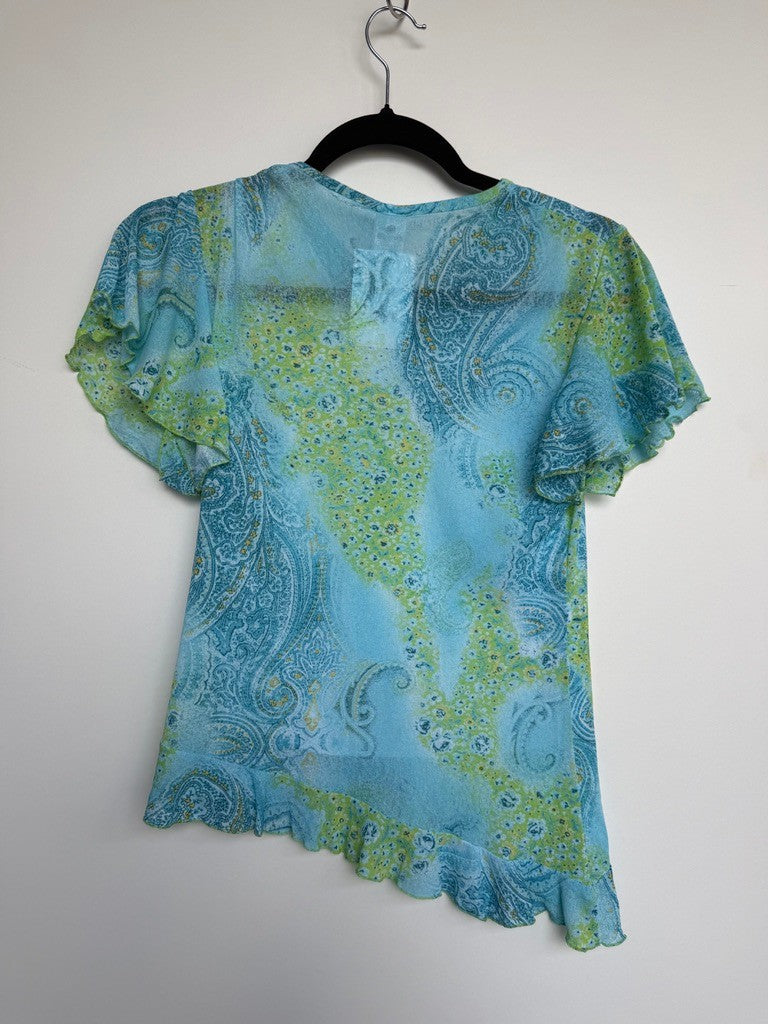 Bluse M Bunt (Blau und Grün)