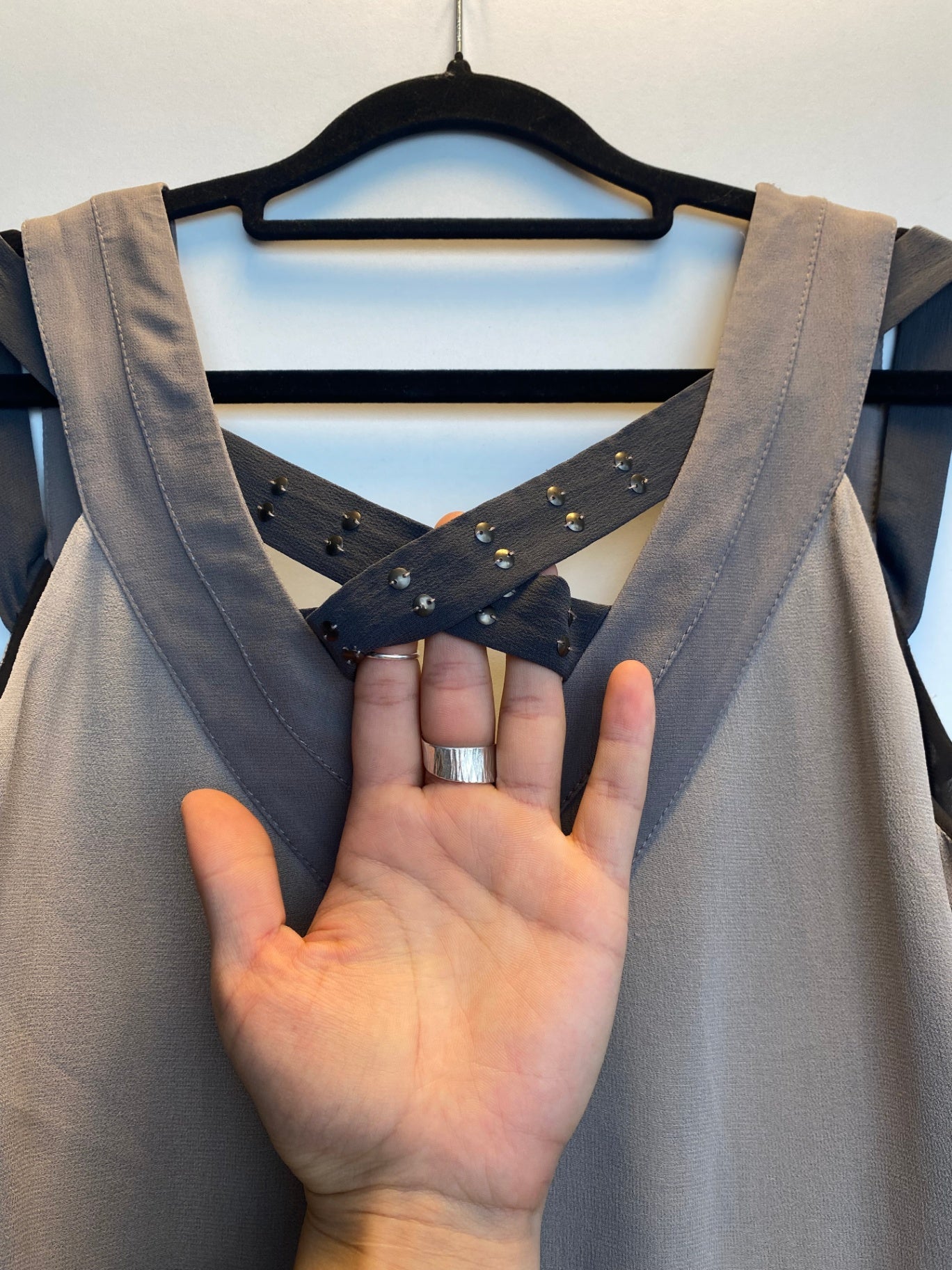 Kleid S Grau mit Nieten