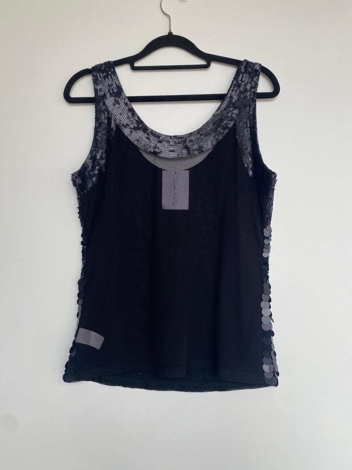 Pailletten Top M Schwarz