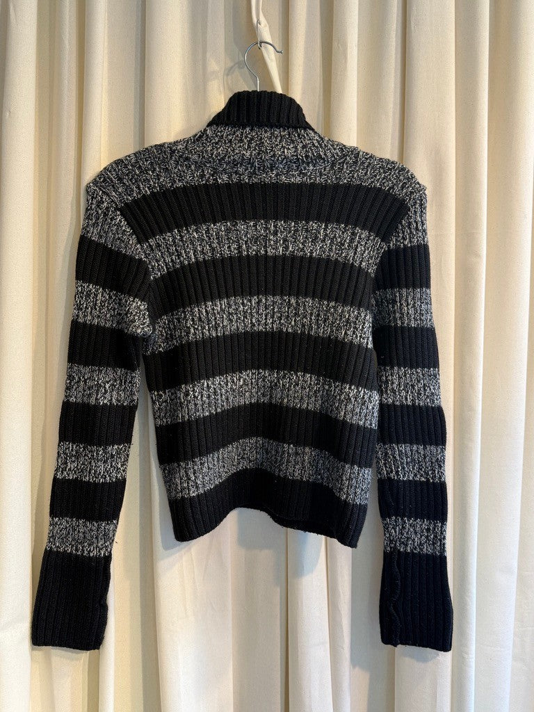 Strickjacke M Schwarz/Grau gestreift