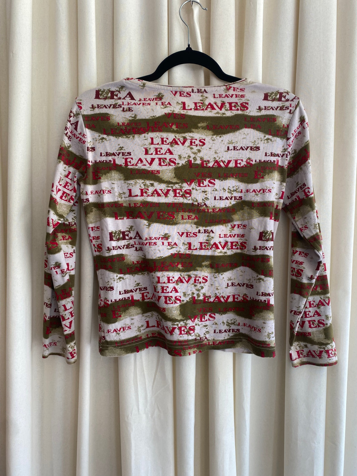 Langarmshirt S/M Beige/Olivgrün