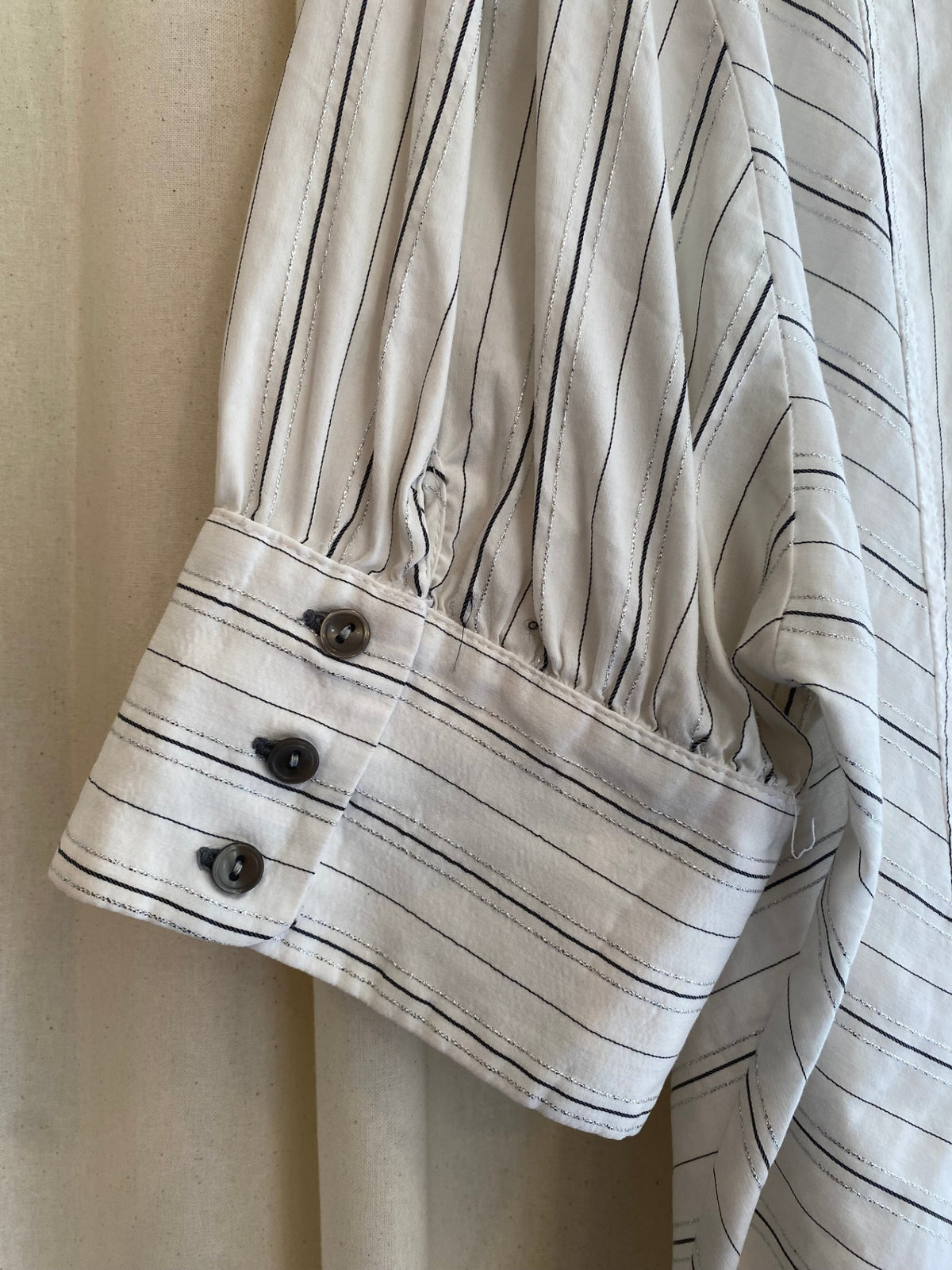 Bluse L Weiß mit Nadelstreifen