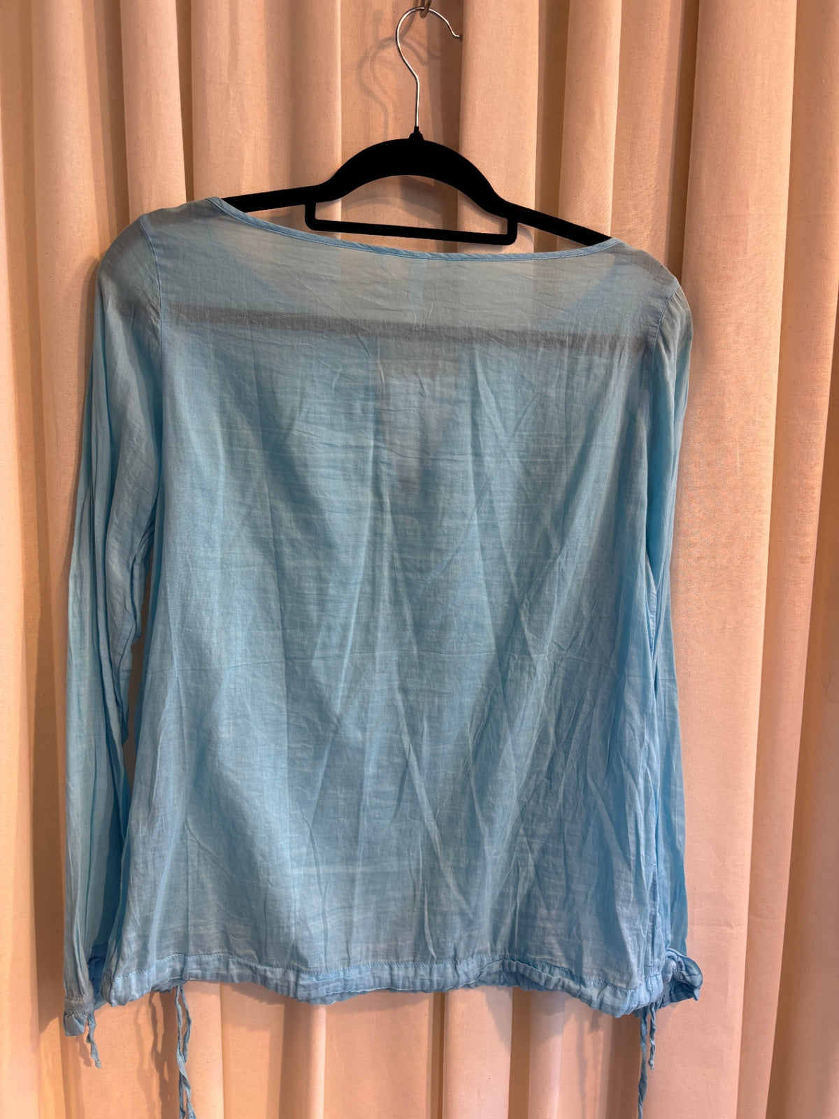 Bluse L Hellblau 100% Leinen
