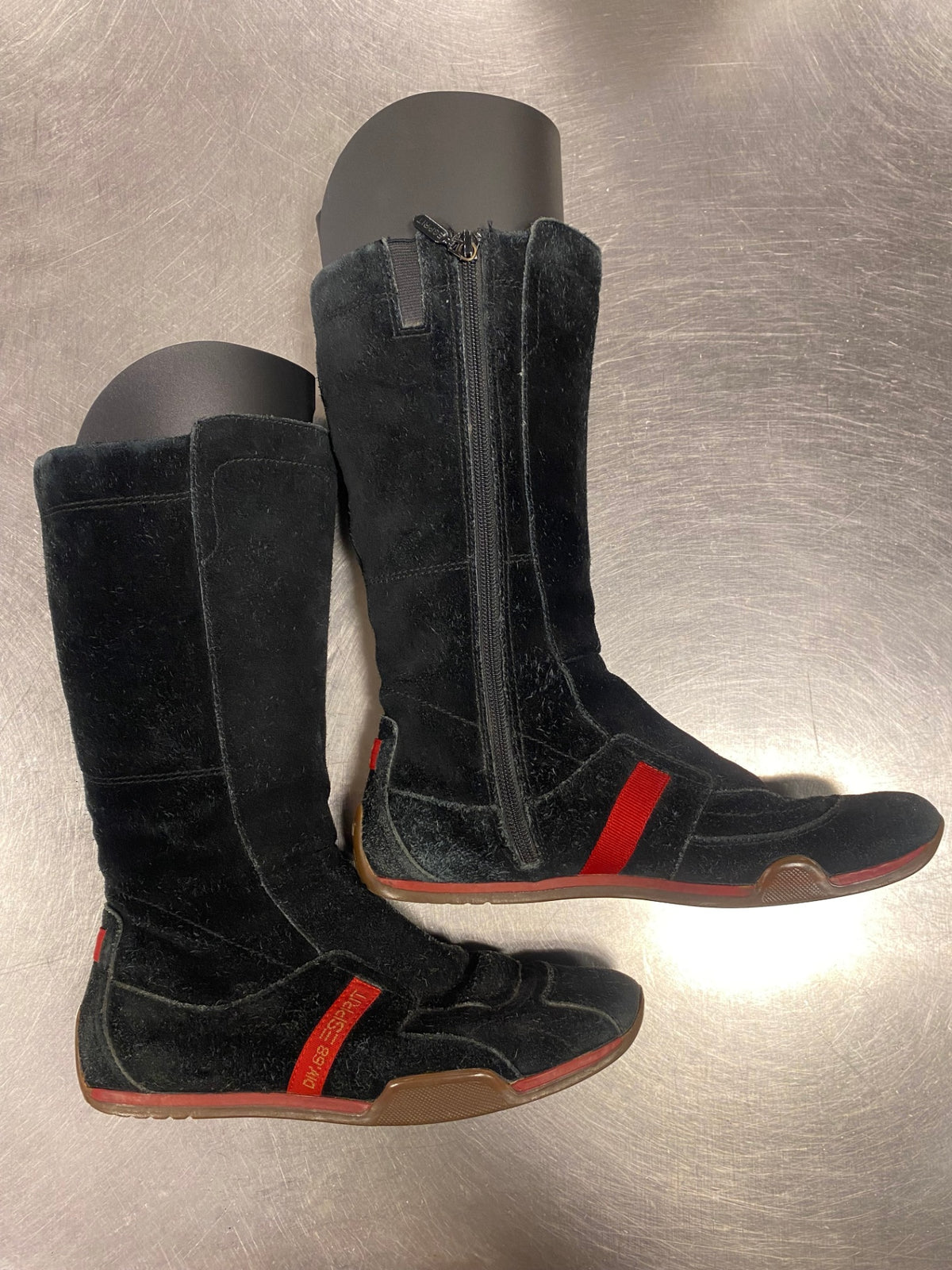 Wildleder Stiefel 39 Schwarz, Rot