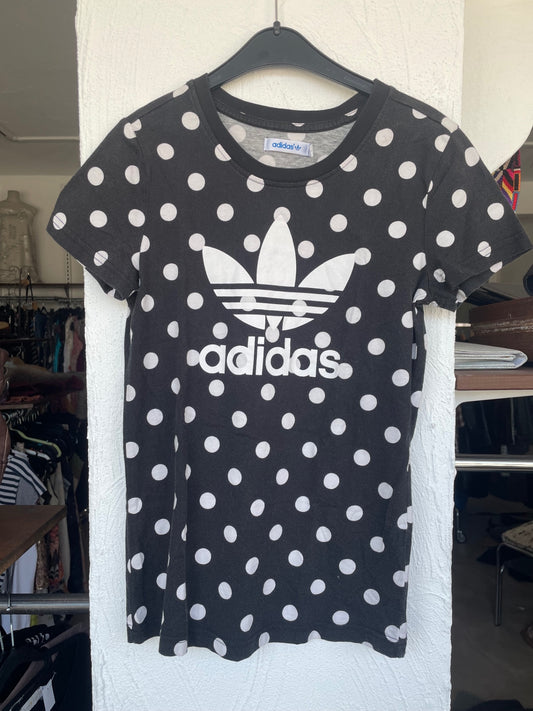 Adidas T-Shirt S Schwarz mit weißen Punkten
