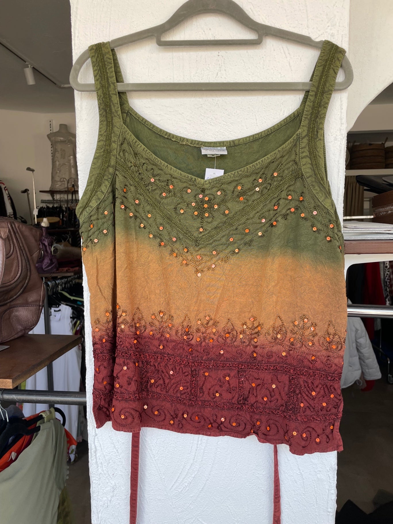 India Boutique Top XL Grün, Orange, Rot
