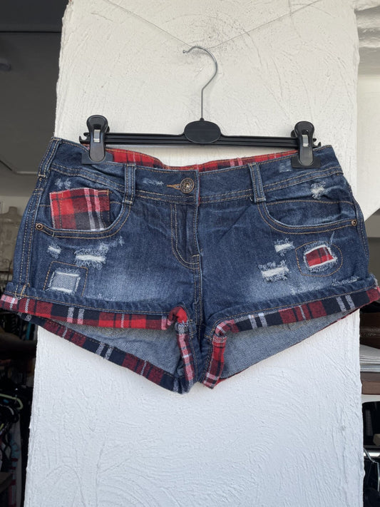 Denim Co. Shorts 33/34 Blau mit rotem Karomuster