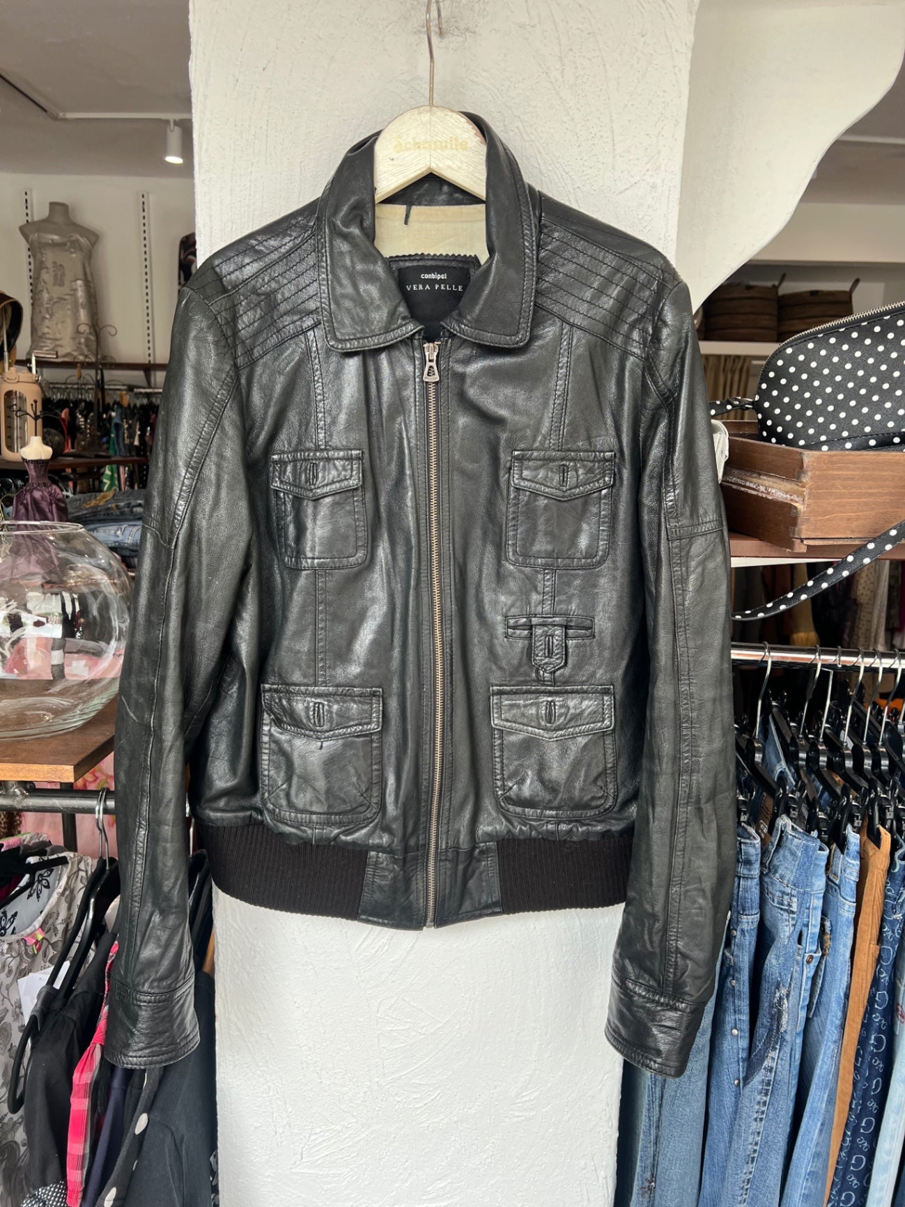 Vera Pelle Lederjacke L Schwarz