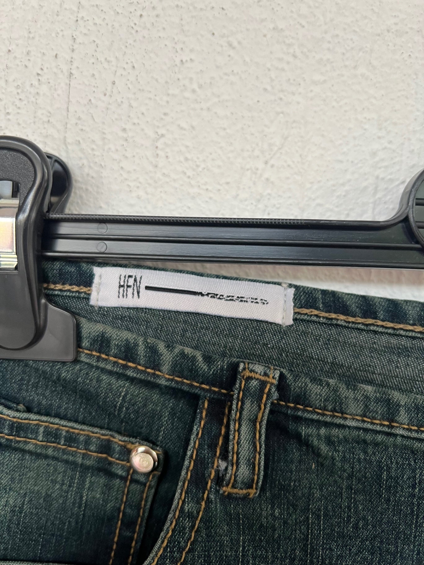 HFN Jeanshose S Dunkelblau mit Muster in Grau und Braun