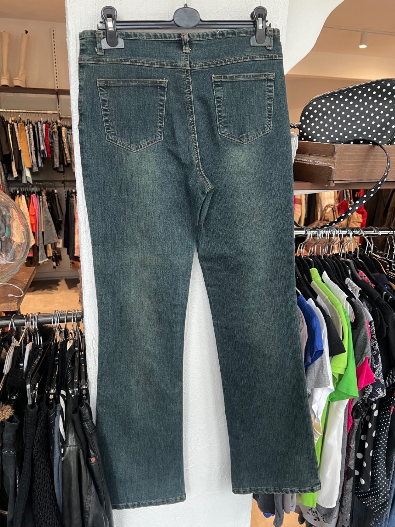 HFN Jeanshose S Dunkelblau mit Muster in Grau und Braun