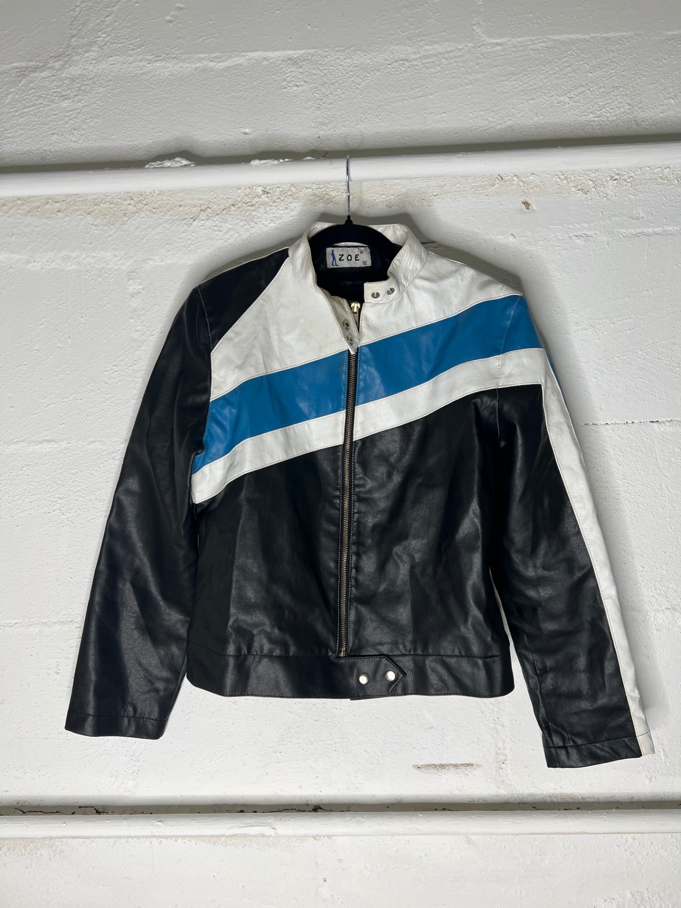 ZOE Lederjacke M Schwarz, Weiß, Blau