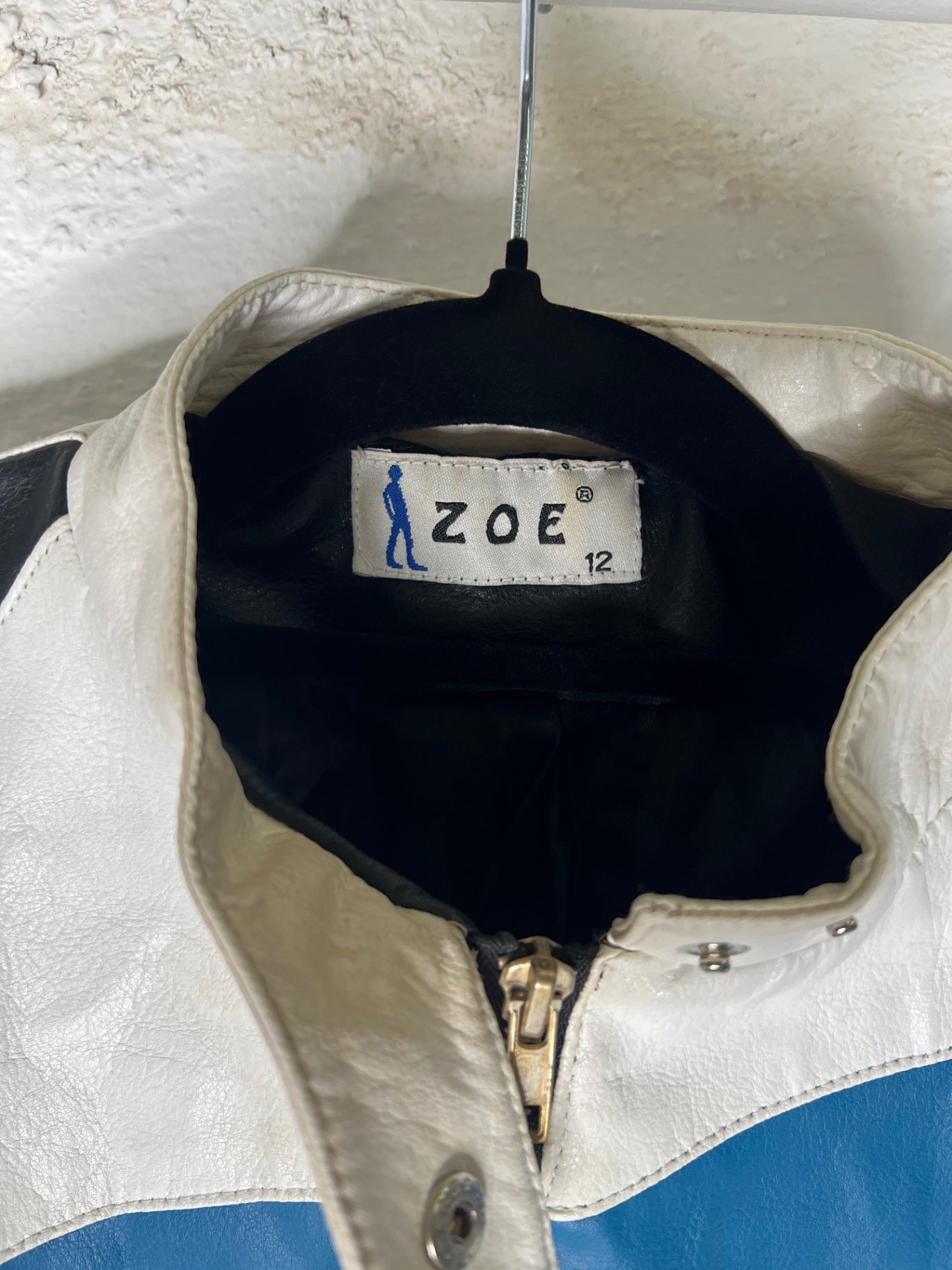 ZOE Lederjacke M Schwarz, Weiß, Blau