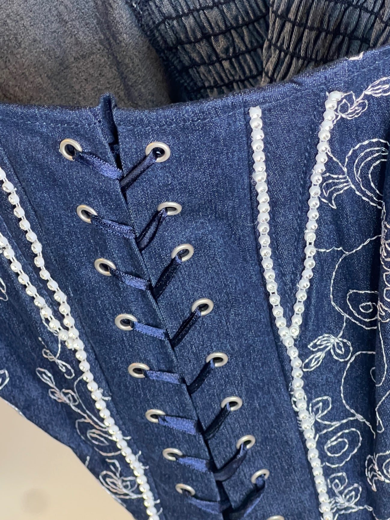 Corset Top L Blau