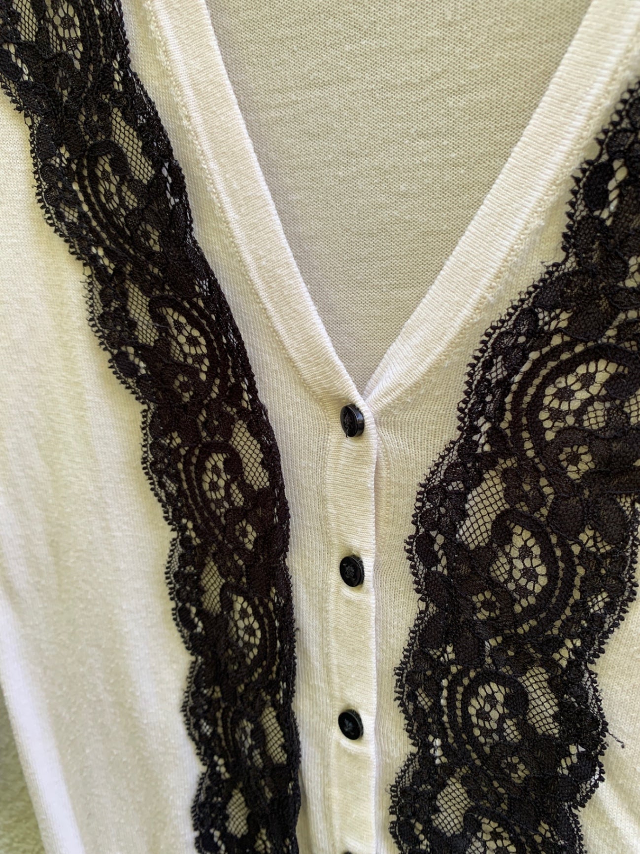 H&M Oberteil XS Beige mit schwarzer Spitze