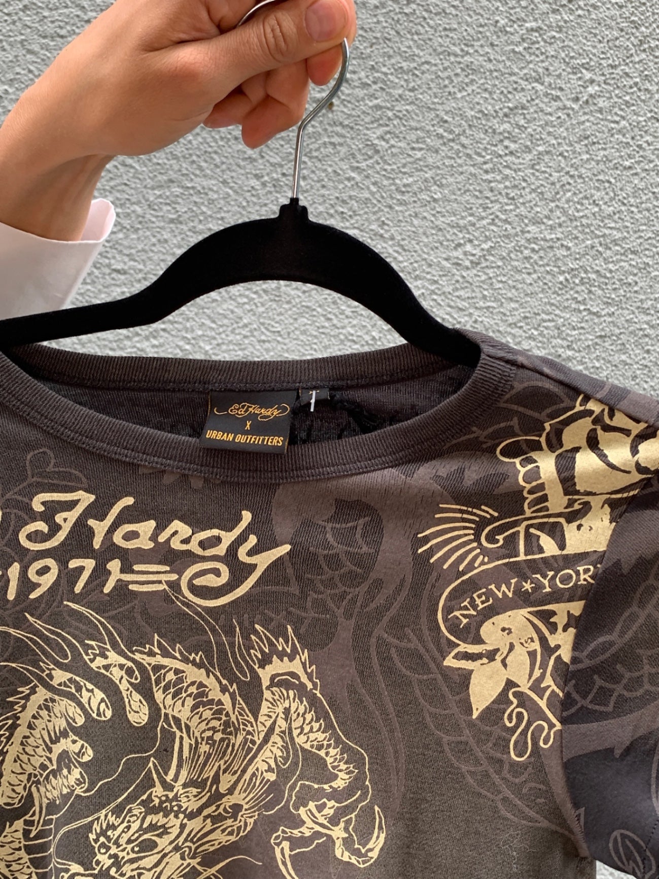 Ed Hardy Shirt M Grau, Beige