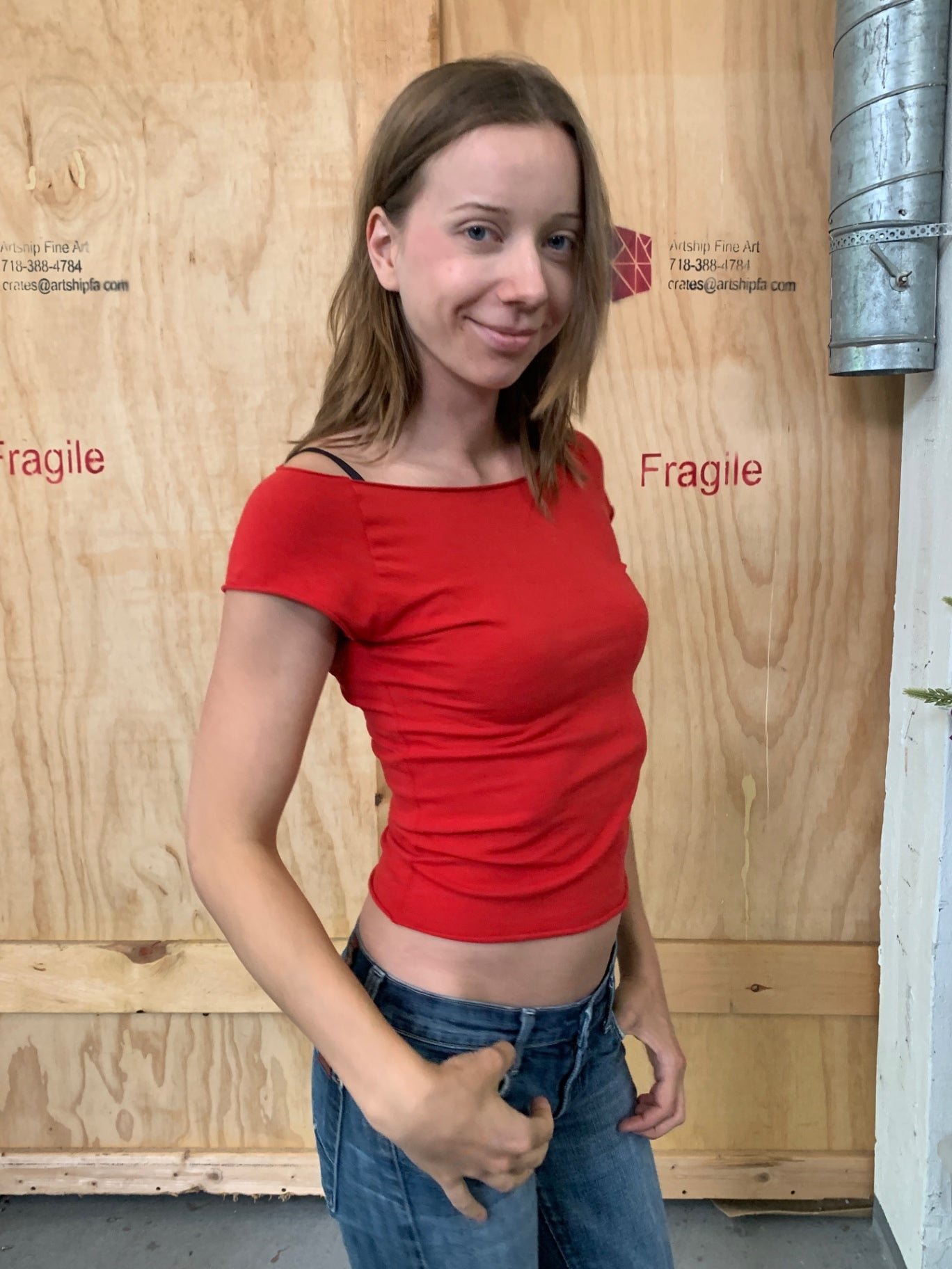 Urban Outfitters Offshoulder Top M Rot