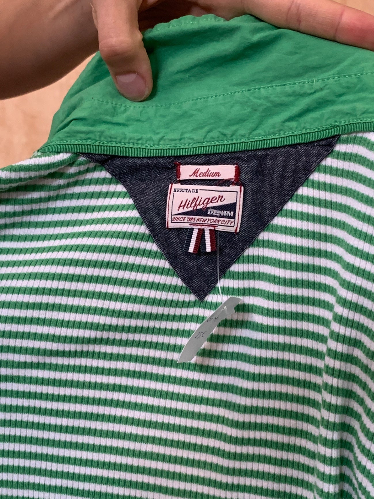 Hilfiger Deine T-Shirt M Grün, Weiß gestreift