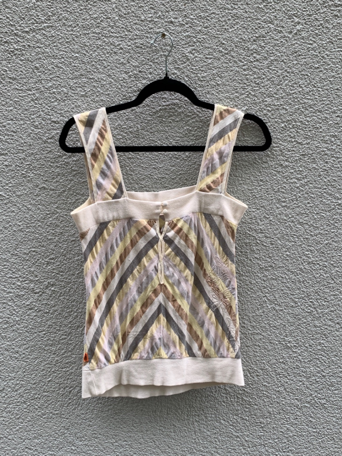 Object Top S Beige mit braunen, gelben, blauen Streifen