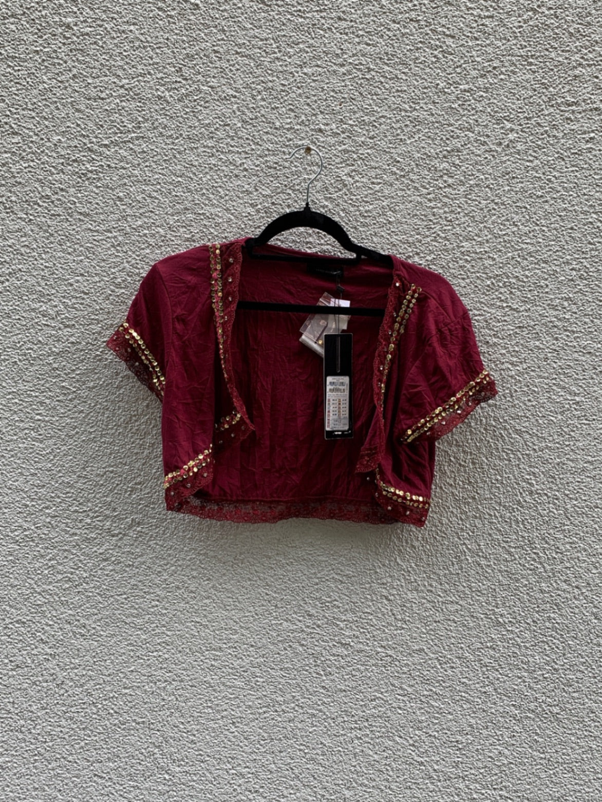 Vero Moda Bolero mit Pailletten L Burgunderrot, Gold