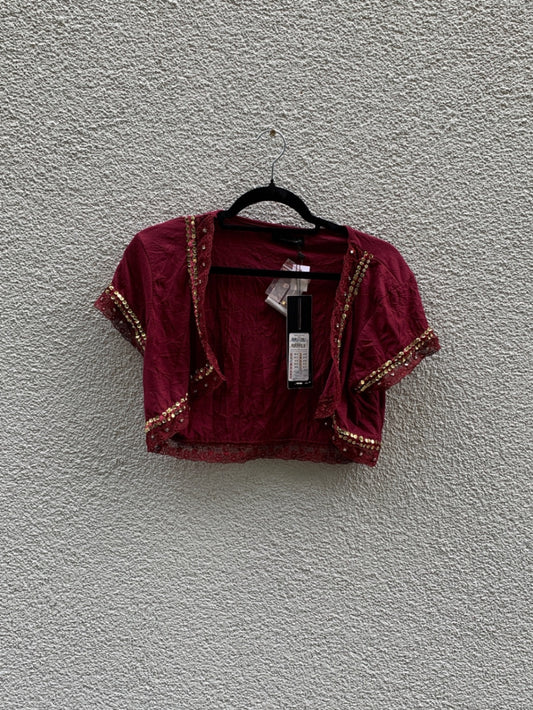 Vero Moda Bolero mit Pailletten L Burgunderrot, Gold