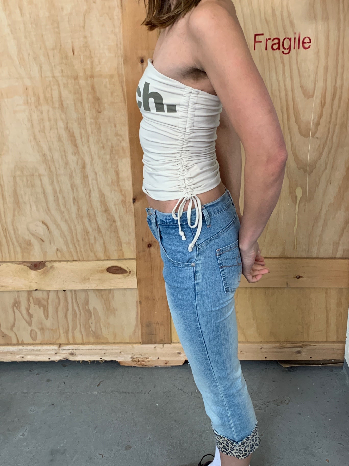 nice Denim Capri Jeanshose S Blau, mit Leo Hosenumschlag