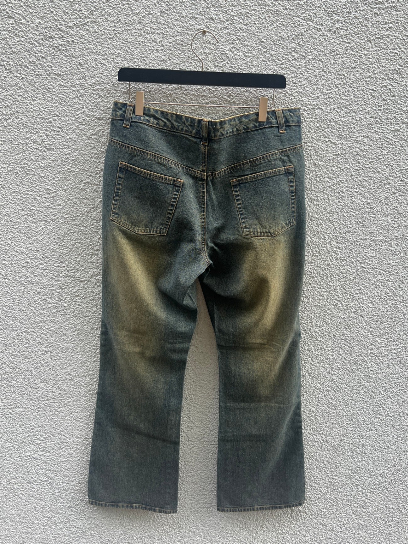 Leder emotion Jeans L Blau mit Blümchenstickerei in Rosa und Orange