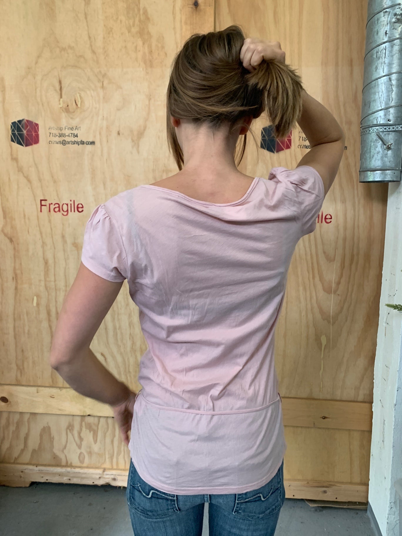 Ärmelloses Oberteil S Rosa mit Rüschen