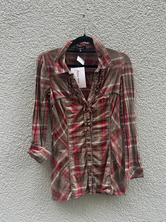 No Excuse Hemd 36 Braun, Rot