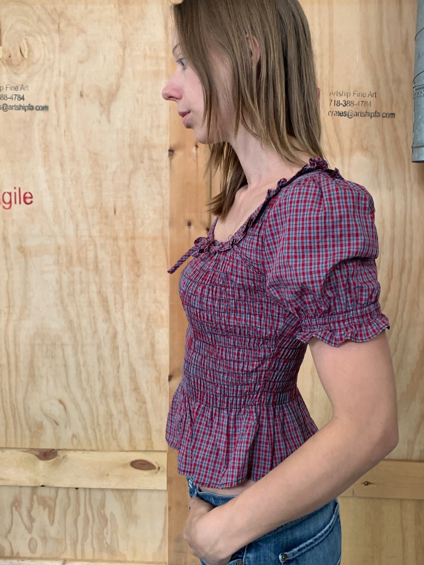 Daisy Street Oberteil XS Rot, Grau